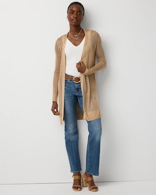 Open Stitch Longline Cardigan | White House Black Market